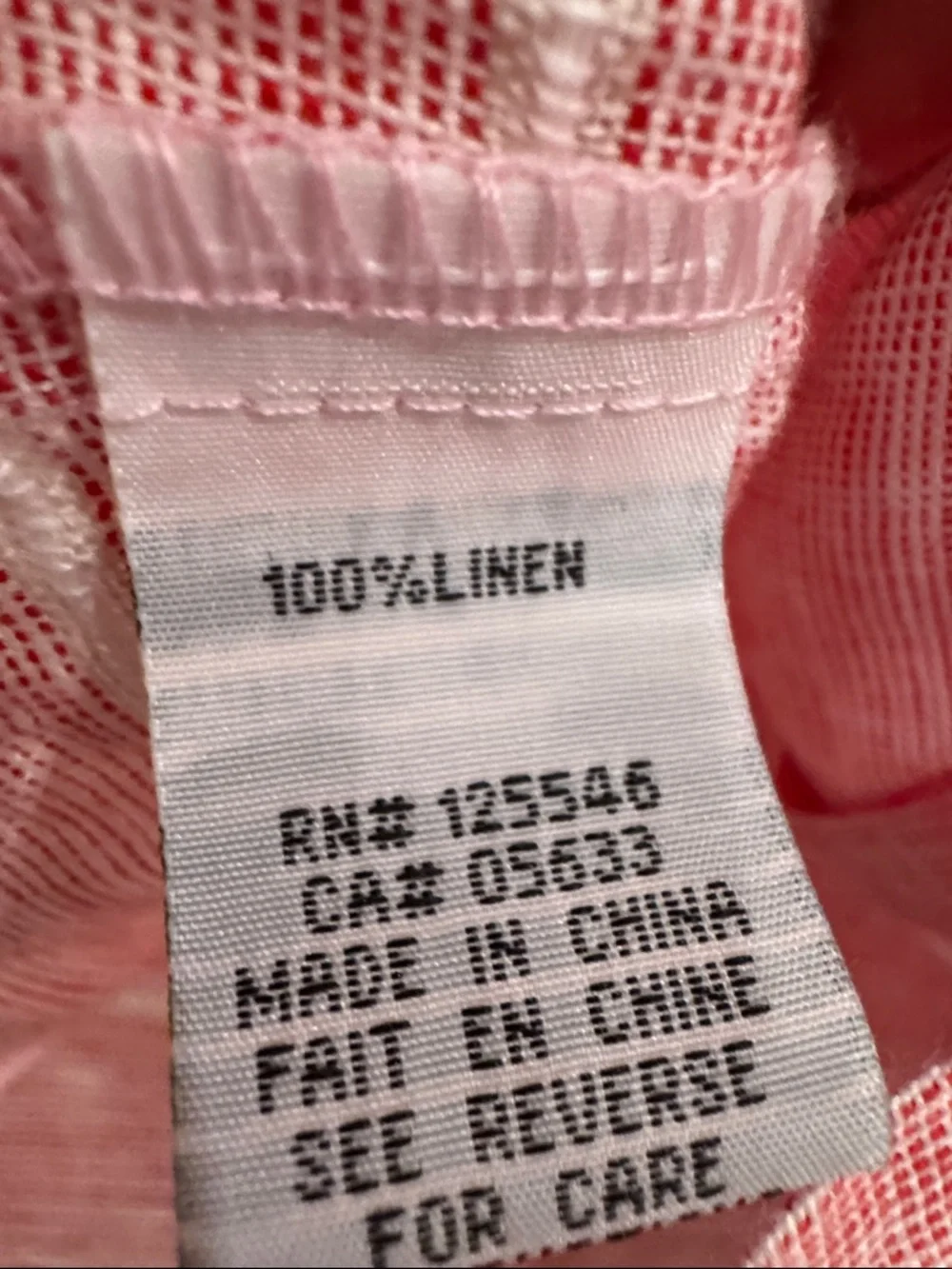 NWT Habitat Strawberry red & white striped linen button-down Shirt Sz Large - Picture 7 of 7